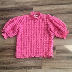 Simply Southern Bright Pink Textured Blouse NWT